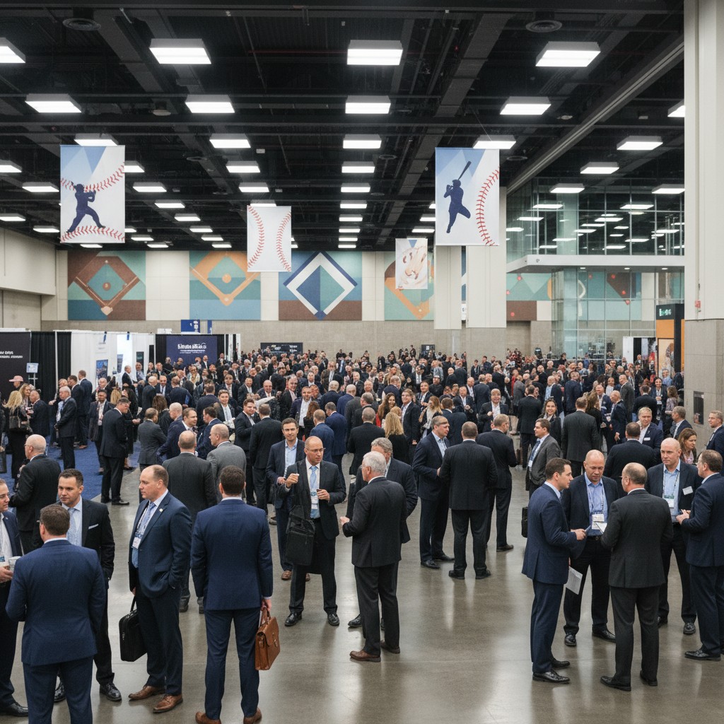 Baseball executives and agents engage in discussions at the busy MLB Winter Meetings, with trade rumors swirling.